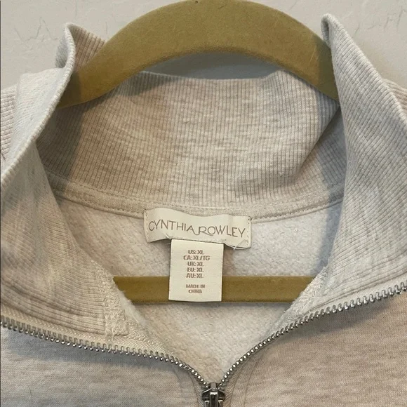 Cynthia Rowley Light Gray Zip-Up Top SZ XL - Picture 2 of 5